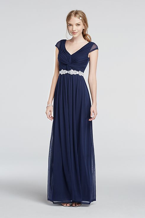 Cap Sleeve Dress with Beaded Waist Image 1