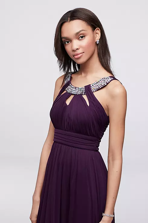 Ruched Matte Jersey Dress with Beaded Neckline Image 3