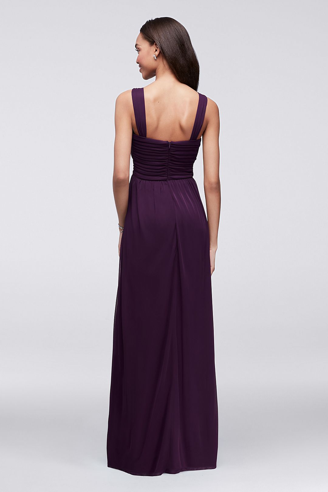 Ruched Matte Jersey Dress with Beaded Neckline Image 2