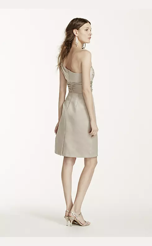 Satin One Shoulder Dress with Ruching Image 2