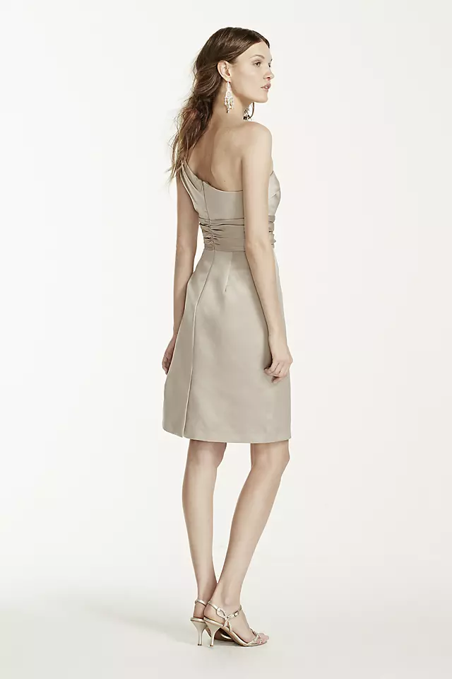 Satin One Shoulder Dress with Ruching Image 2