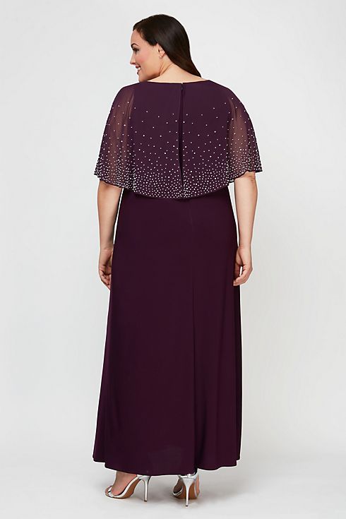 A-Line Plus Size Dress with Beaded Chiffon Overlay Image 2