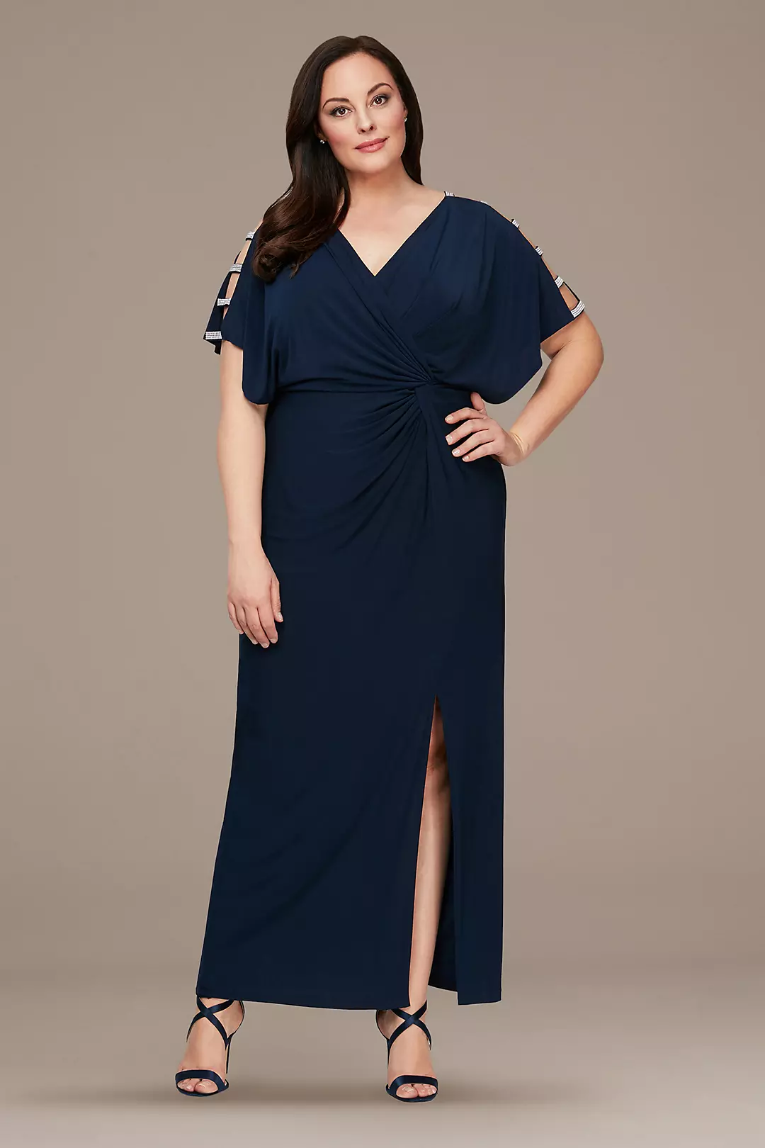 Ladder Sleeve Knot-Front Matte Jersey Gown Image