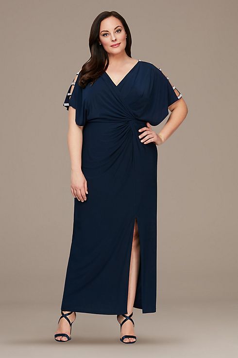 Ladder Sleeve Knot-Front Matte Jersey Gown Image 1