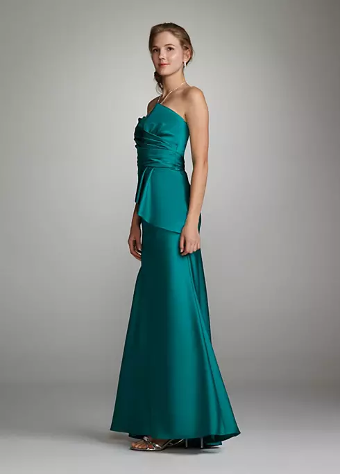 Long Strapless Dress with Side Peplum Image 3