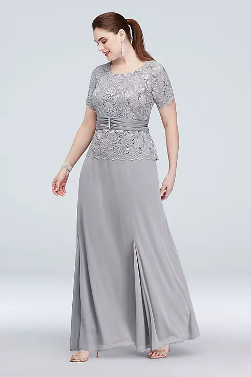 Chiffon Short-Sleeve Lace Plus Size Dress Image 1