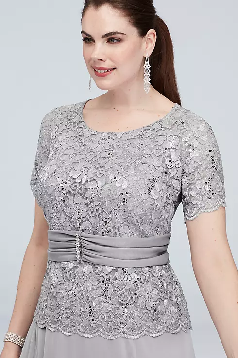Chiffon Short-Sleeve Lace Plus Size Dress Image 3