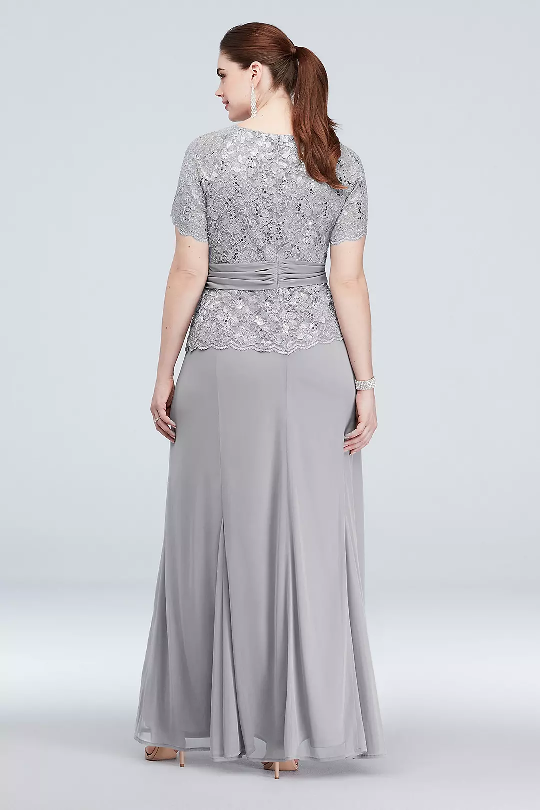 Chiffon Short-Sleeve Lace Plus Size Dress Image 2