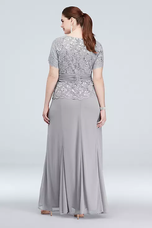 Chiffon Short-Sleeve Lace Plus Size Dress Image 2