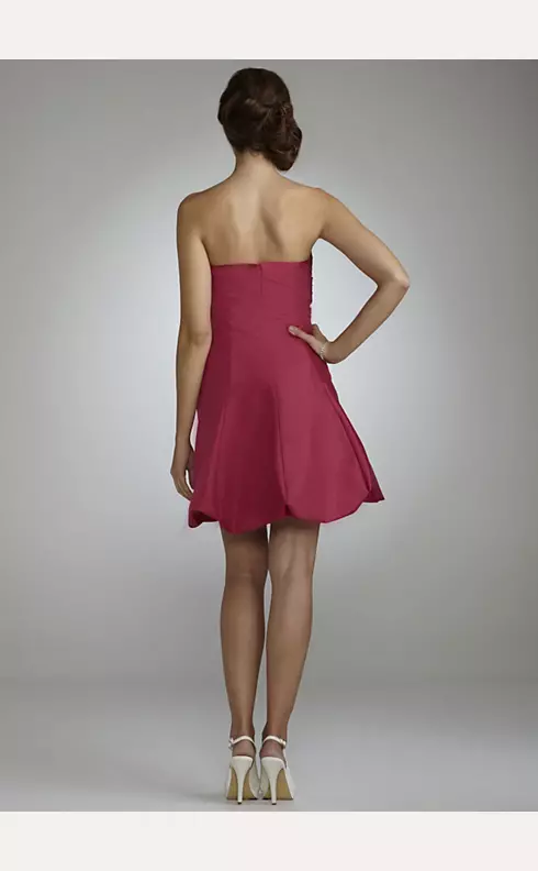 Strapless Taffeta Ruched Dress with Bubble Skirt Image 2