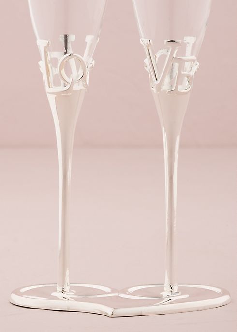 Personalized Love Heart Champagne Flute Set Image 4