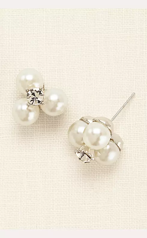 Three Pearl and Crystal Stud Earrings Image 1