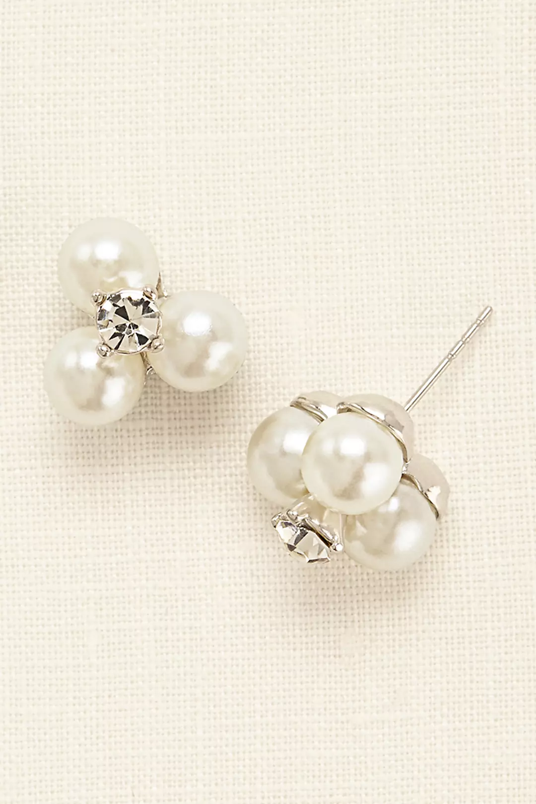 Three Pearl and Crystal Stud Earrings Image