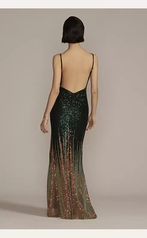 Floor Length Ombre Stretch Sequin Sheath Image 2