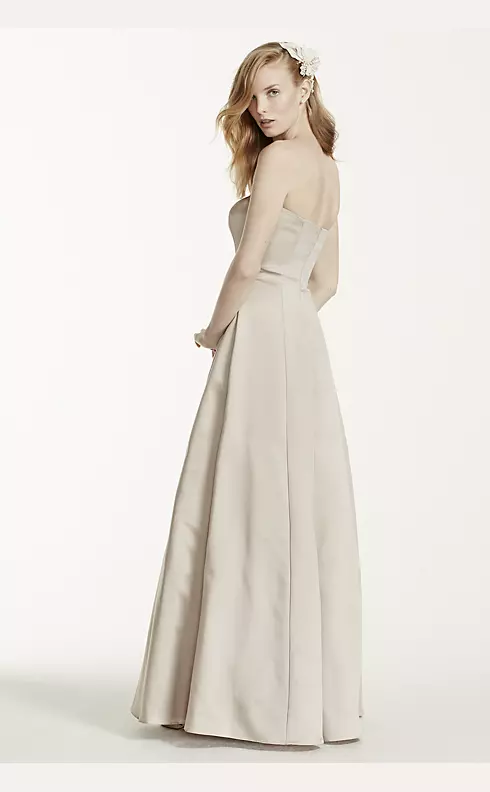 Satin Gown with Side Drape & Brooch Image 2