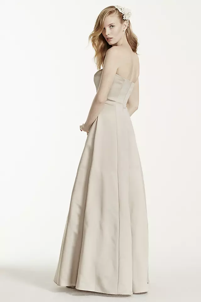 Satin Gown with Side Drape & Brooch Image 2
