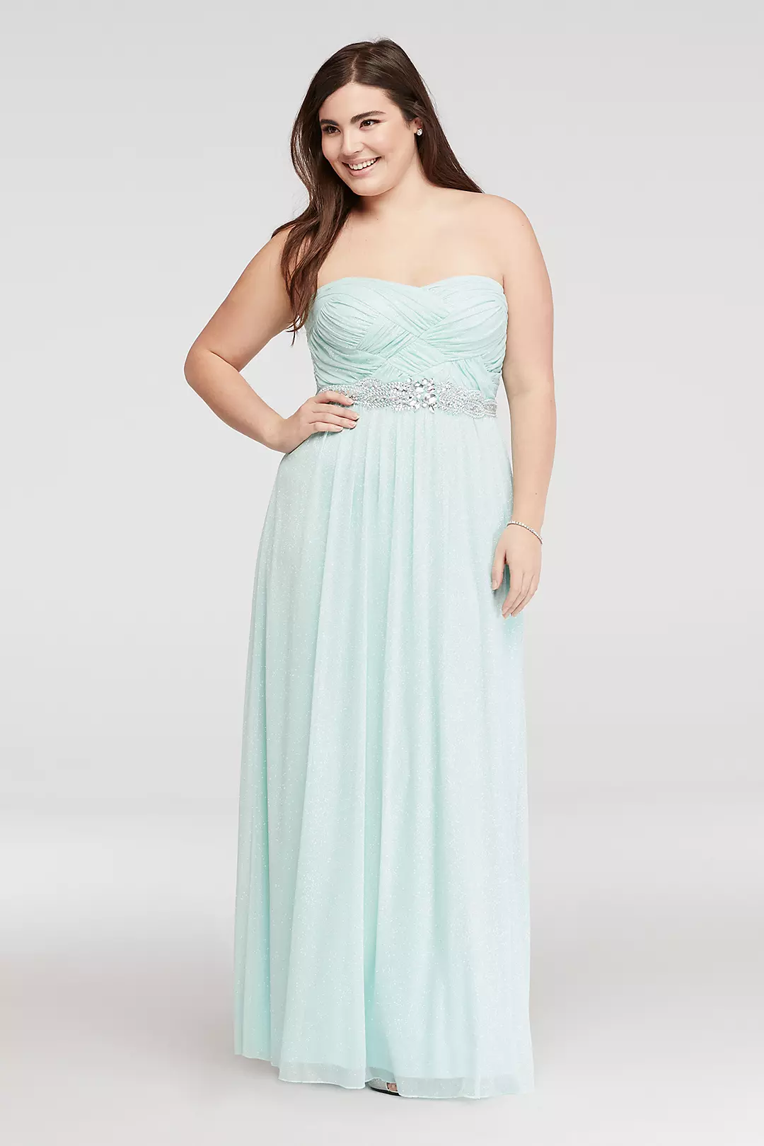 Strapless Glitter Prom Dress with Basket  Detail Image