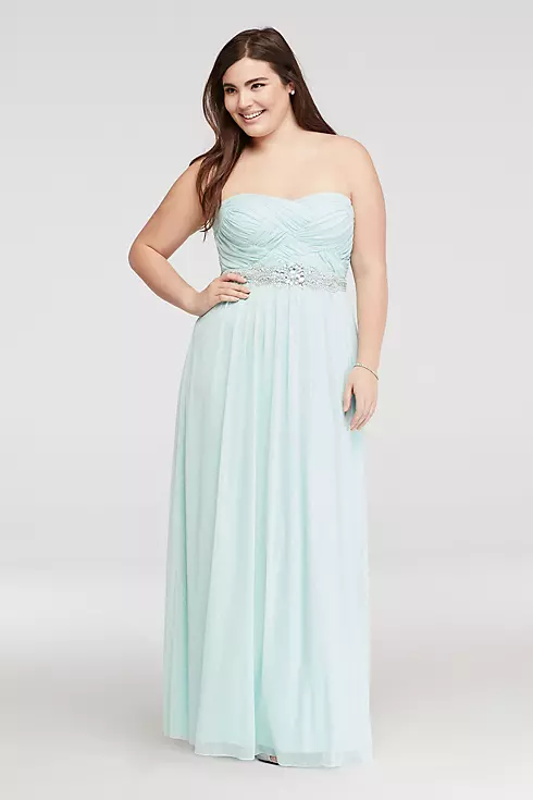 Strapless Glitter Prom Dress with Basket  Detail Image 1