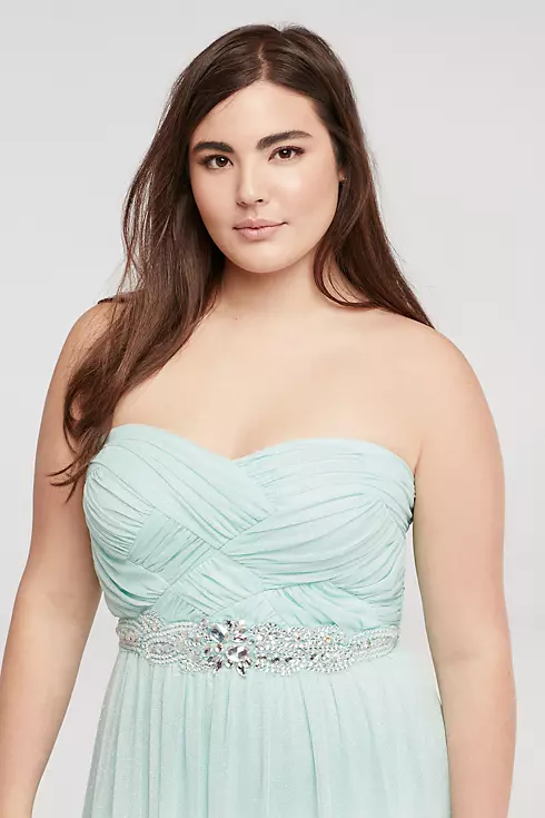 Strapless Glitter Prom Dress with Basket  Detail Image 3