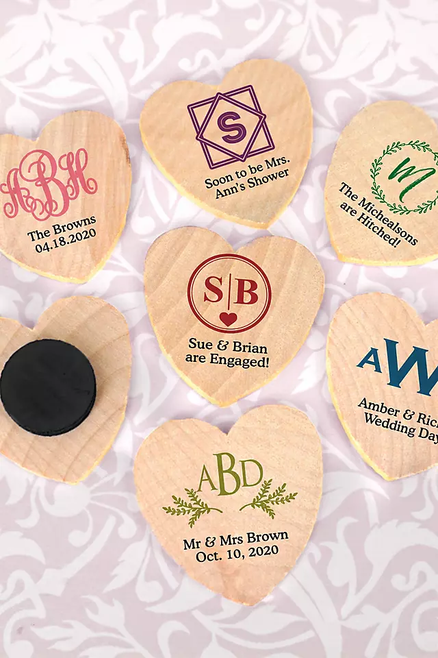 Personalized Heart Shaped Wooden Magnets Image 2