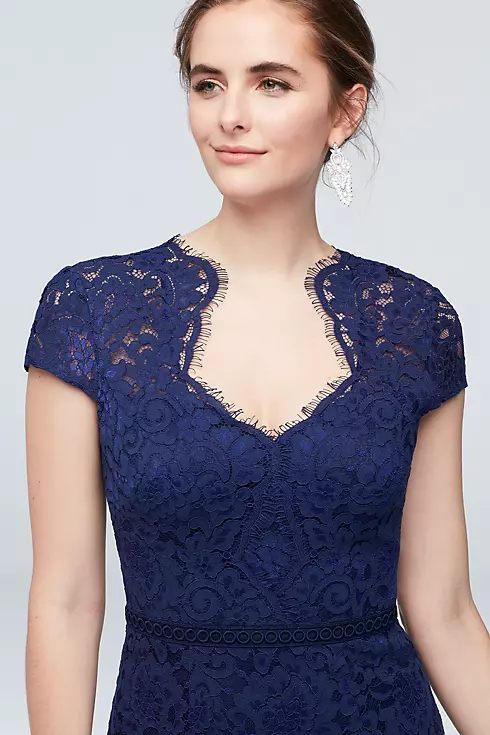 Cap Sleeve Lace Mermaid Gown with Notch Neckline Image 3