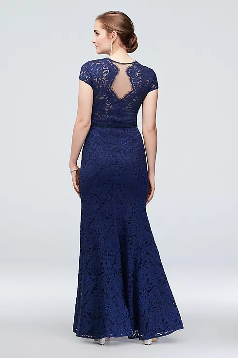 Cap Sleeve Lace Mermaid Gown with Notch Neckline Image 2