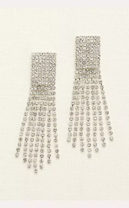 Seven Row Crystal Tassel Earrings Image 1