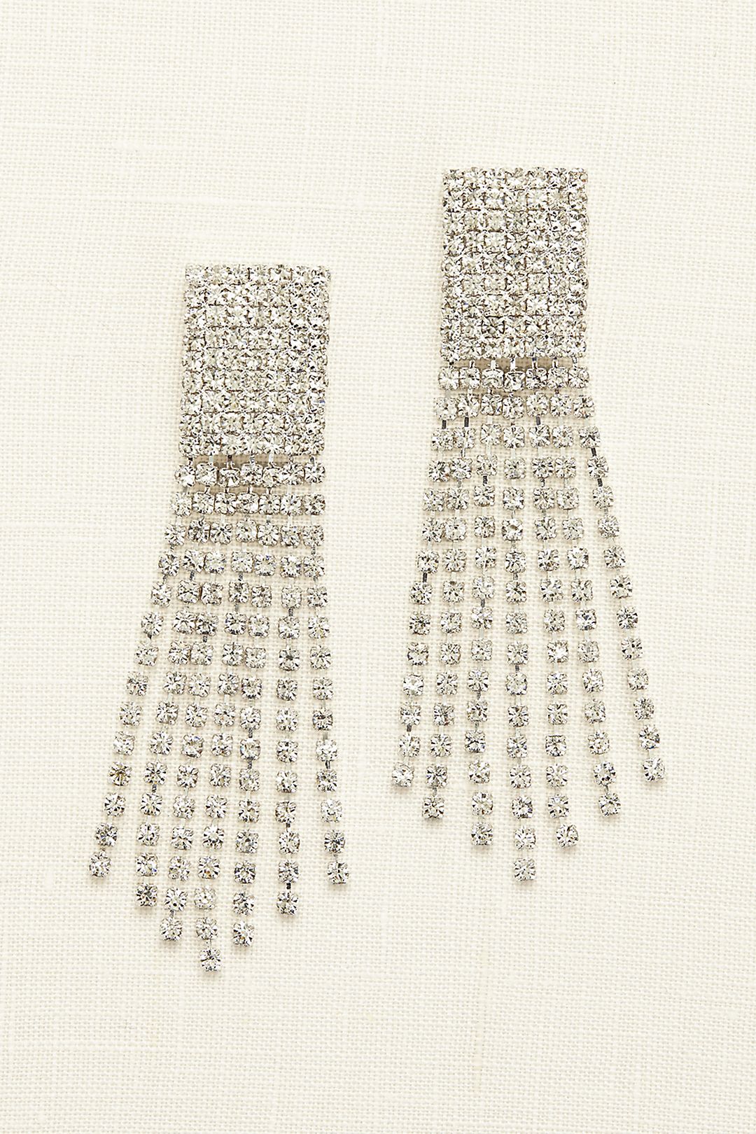 Seven Row Crystal Tassel Earrings Image 1