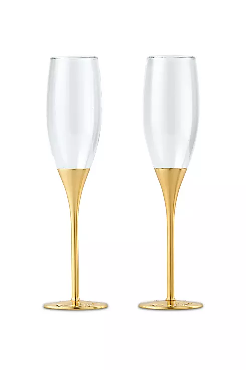 Gold Champagne Glass Set with Swarovski Crystals Image 2