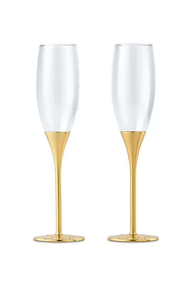 Gold Champagne Glass Set with Swarovski Crystals Image 2