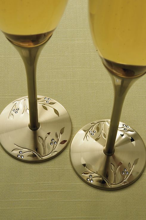 Gold Champagne Glass Set with Swarovski Crystals Image 6
