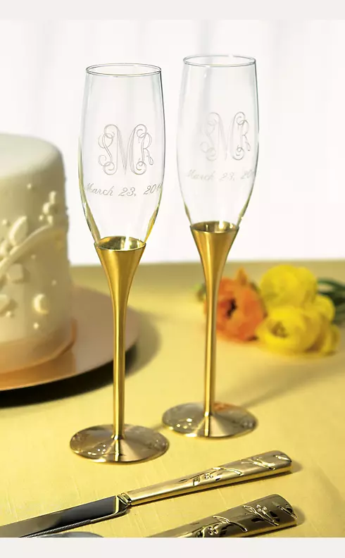 Gold Champagne Glass Set with Swarovski Crystals Image 7