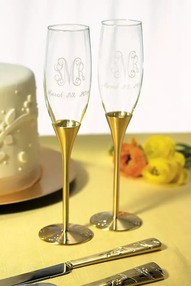 Gold Champagne Glass Set with Swarovski Crystals Image 7
