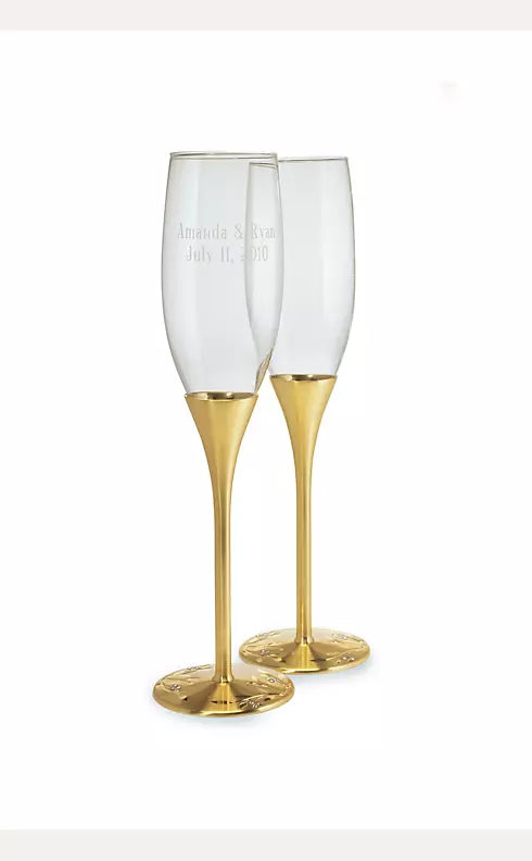 Gold Champagne Glass Set with Swarovski Crystals Image 3