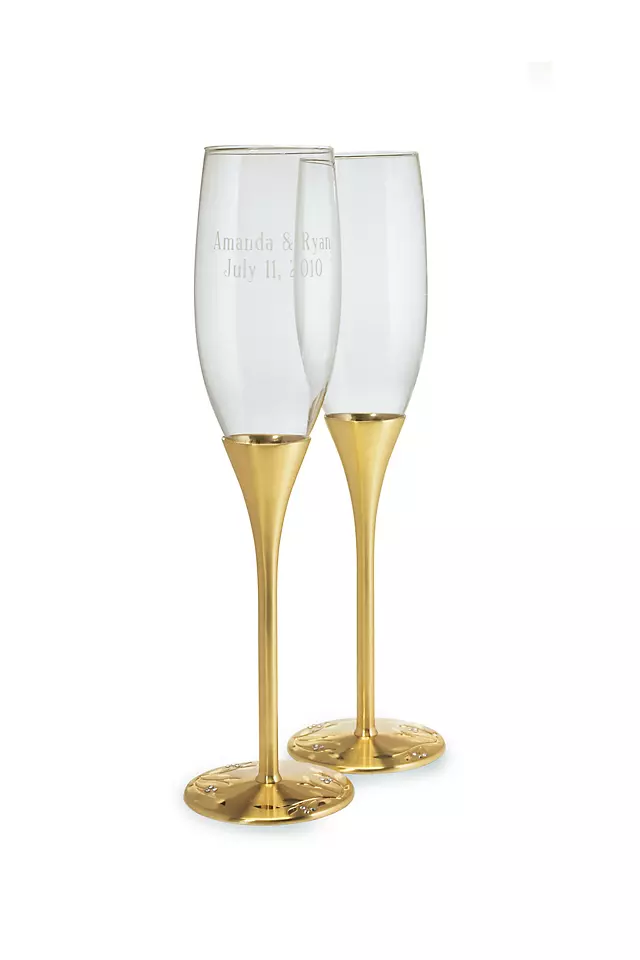 Gold Champagne Glass Set with Swarovski Crystals Image 3