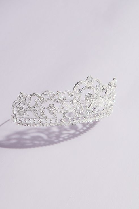 Crystal Filigree Heart Quinceanera Crown Image 1