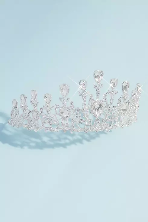 Pear Crystal Floral Quinceanera Crown Image 1