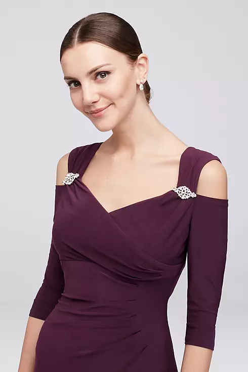 Jersey Cold Shoulder Gown with Crystal Accents Image 3