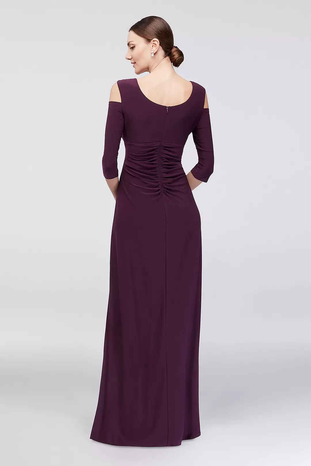 Jersey Cold Shoulder Gown with Crystal Accents Image 2
