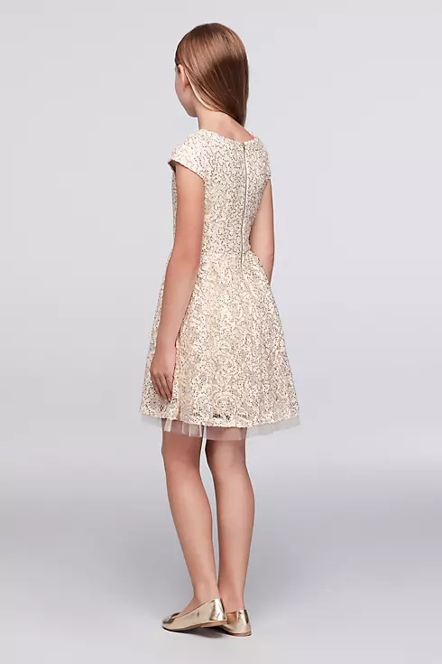 Sequined Lace Party Dress with Jeweled Necklace Image 2