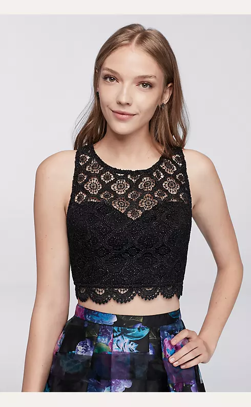 Lace and Organza Crop Top Skirt Set Image 3