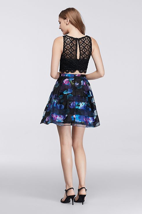 Lace and Organza Crop Top Skirt Set Image 2