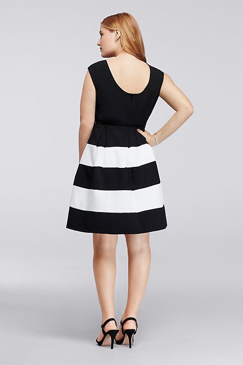 Short Sleeve Striped Work Dress with Belt Image 4