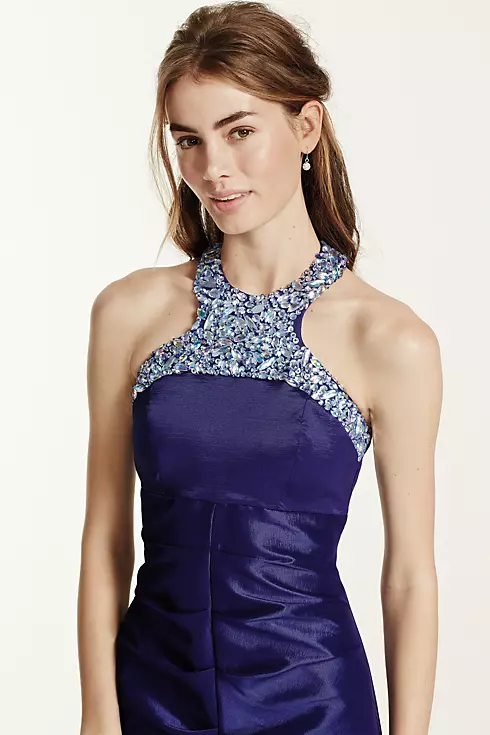Heavily Encrusted Halter Neck Fit and Flare Dress Image 5