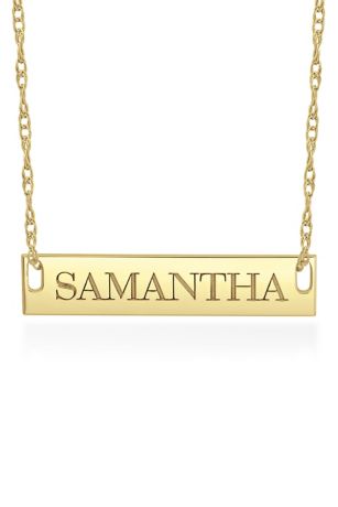 Personalized Bar Necklace with Block Lettering
