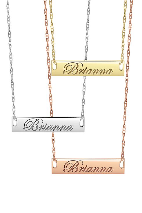 Personalized Bar Necklace with Script Lettering Image 4