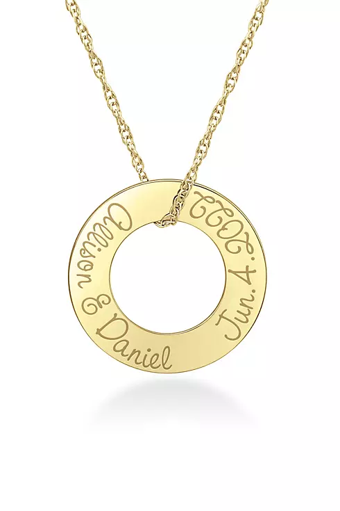 Personalized Ring Necklace with Name and Date Image 1