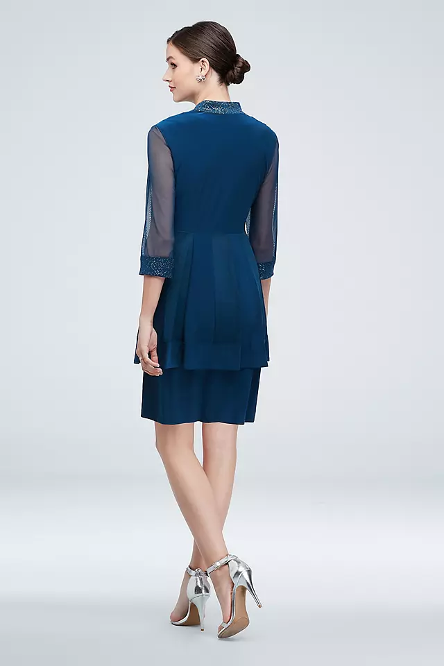Illusion Sleeve Jacket and Knee-Length Dress Set Image 2