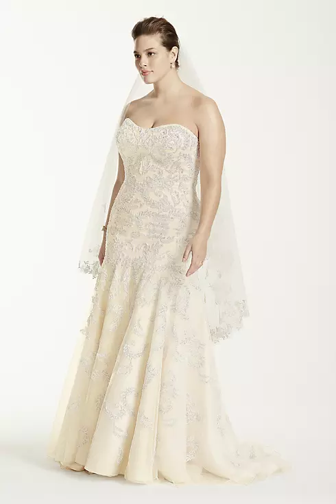 As-Is Lace Plus Size Trumpet Beaded Wedding Dress Image 1