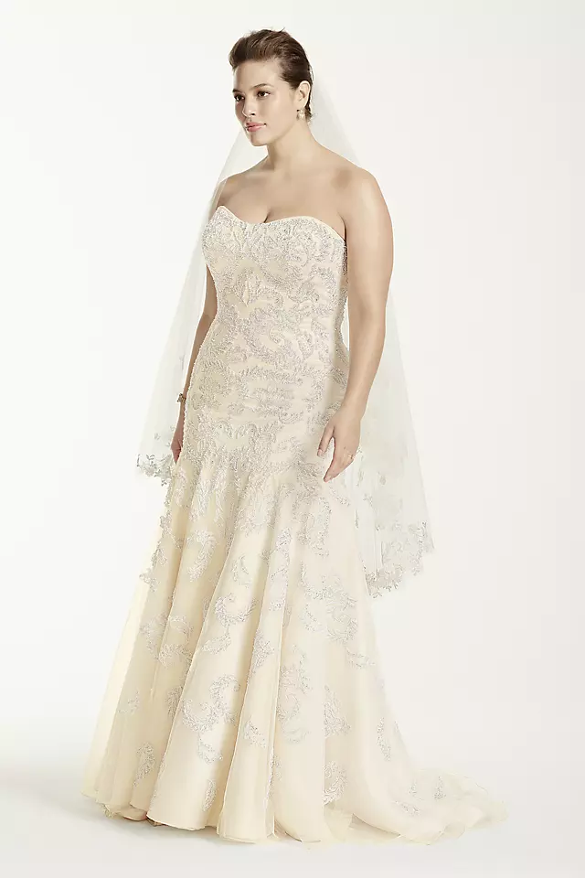 As-Is Lace Plus Size Trumpet Beaded Wedding Dress Image